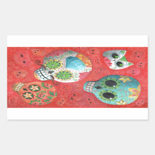 Three Day of The Dead Skulls Rectangular Sticker