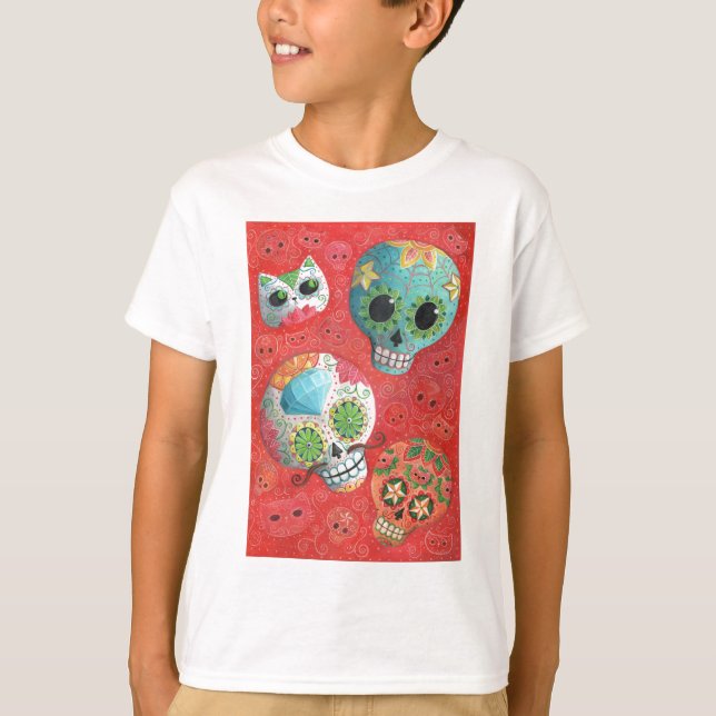Three Day of The Dead Skulls T-Shirt (Front)