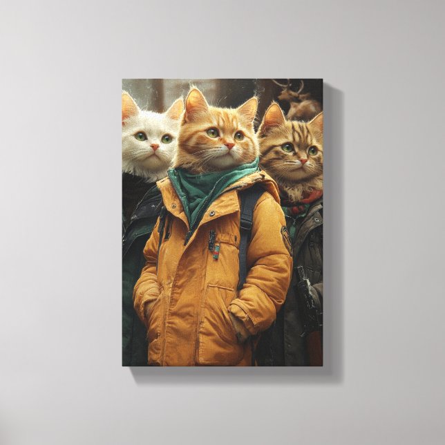 Three Detective Cats on the Case Canvas Print (Front)