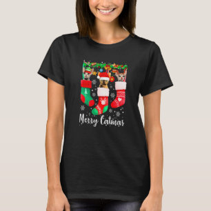 Three Devon Rex Cat In Sock Cat Merry Catmas T-Shirt
