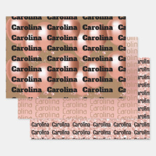 Three Different Designs Your Name Feminine Colour Wrapping Paper Sheet