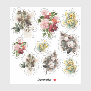 Three different flowers Sticker Sheet