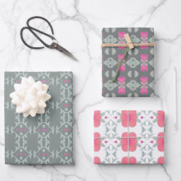 Three Different Patterned Wrapping Paper Sheet