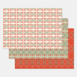 Three Different Patterns Wrapping Paper Sheet