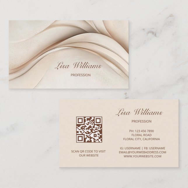 Three Dimensional Beige Abstract Business Card (Front/Back)