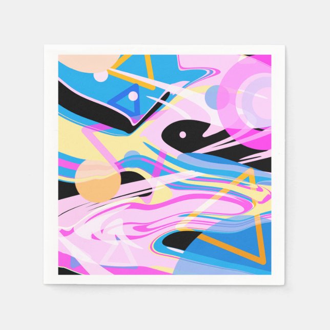 Three Dimensional Geometric Abstract Painting Napkin (Front)