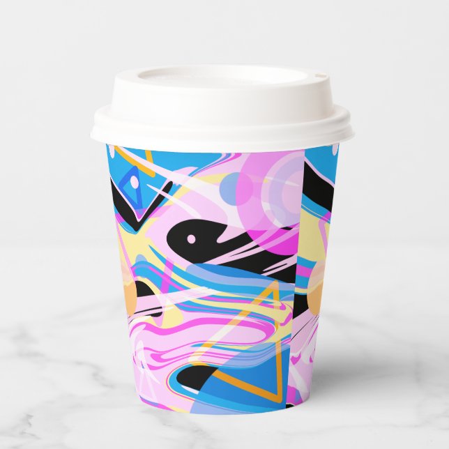 Three Dimensional Geometric Abstract Painting Paper Cups (Front)