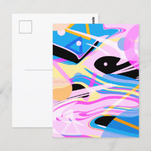 Three Dimensional Geometric Abstract Painting Postcard