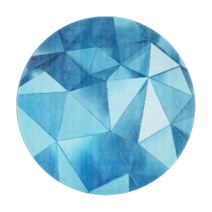 Three-dimensional geometric, metal blue background cutting board