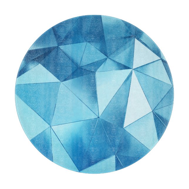 Three-dimensional geometric, metal blue background cutting board (Front)