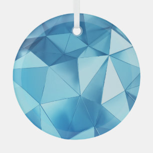 Three-dimensional geometric, metal blue background glass tree decoration