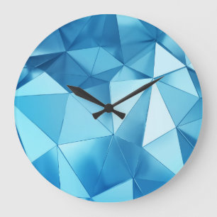 Three-dimensional geometric, metal blue background large clock