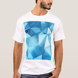 Three-dimensional geometric, metal blue background T-Shirt