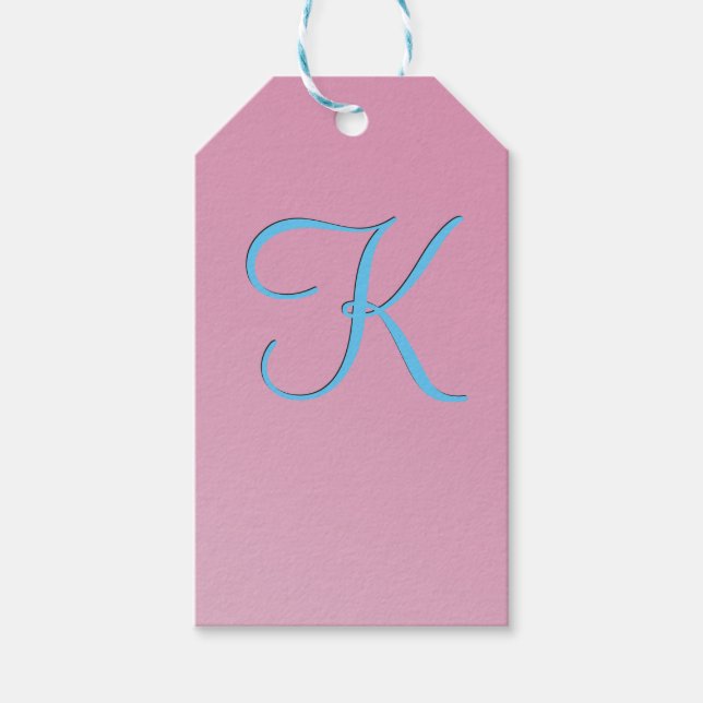 Three-Dimensional Pink Monogram Gift Tags (Front)