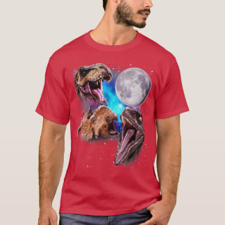 Three Dinosaurs Howl at the Moon T-Shirt