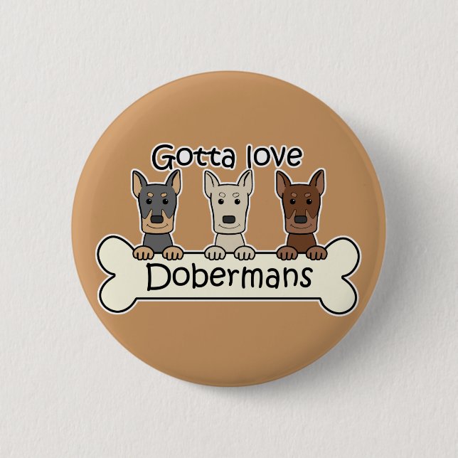 Three Dobermans 6 Cm Round Badge (Front)