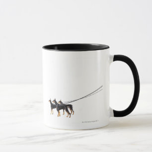 Three Dobermans on leash Mug