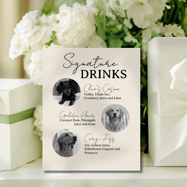 Three Dog Wedding Signature Drinks Bar Sign (Three Dog Wedding Signature Drinks Bar Sign)