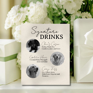 Three Dog Wedding Signature Drinks Bar Sign
