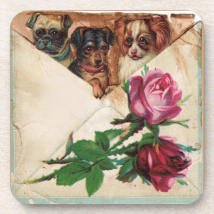 THREE DOGGIES AND ROSES COASTER
