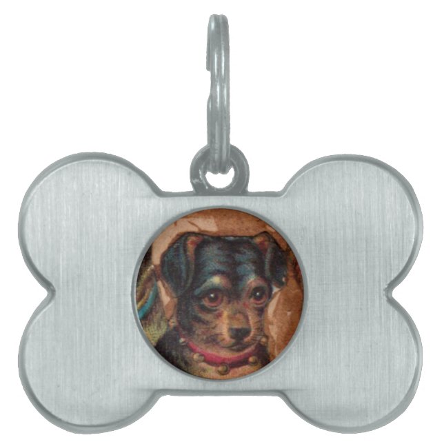 THREE DOGGIES WITH ROSES detail Pet ID Tag (Front)