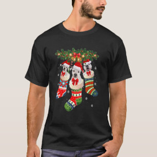 Three Dogo Argentino In Sock Christmas Santa X Mas T-Shirt