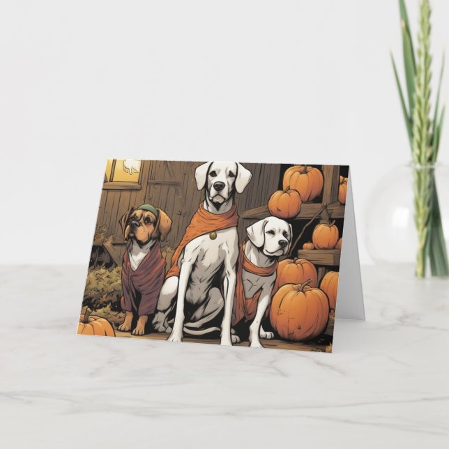 Three dogs on Halloween  Card (Front)