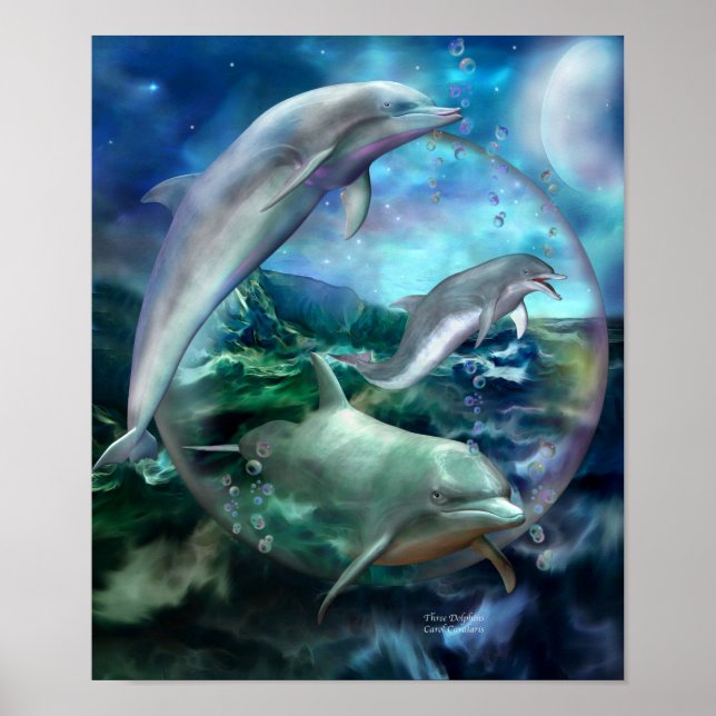 Three Dolphins Art Poster/Print Poster (Front)