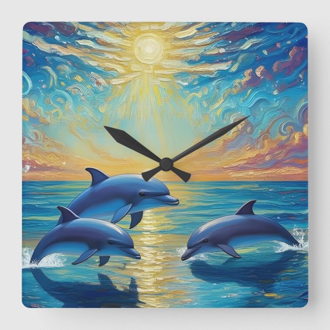 Three dolphins Wall Clock (Front)