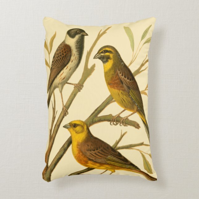 Three Domestic Birds Perched on a Branch Decorative Cushion (Front(Vertical))