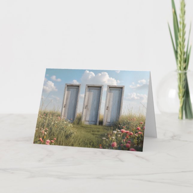 Three Doors In a Wildflower Field Card (Front)