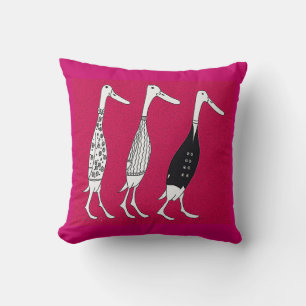 Three dressed ducks cartoon pun cushion