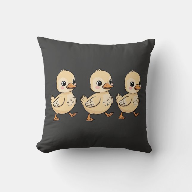Three Ducklings Walking in a Row – Cute Cushion (Front)