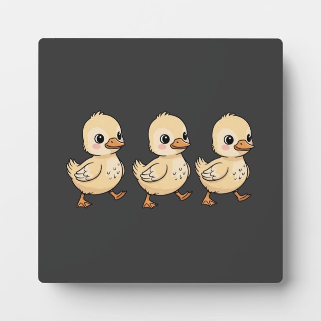 Three Ducklings Walking in a Row – Cute Plaque (Front)