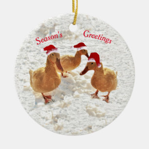 Three Ducks In The Snow Christmas Ornament