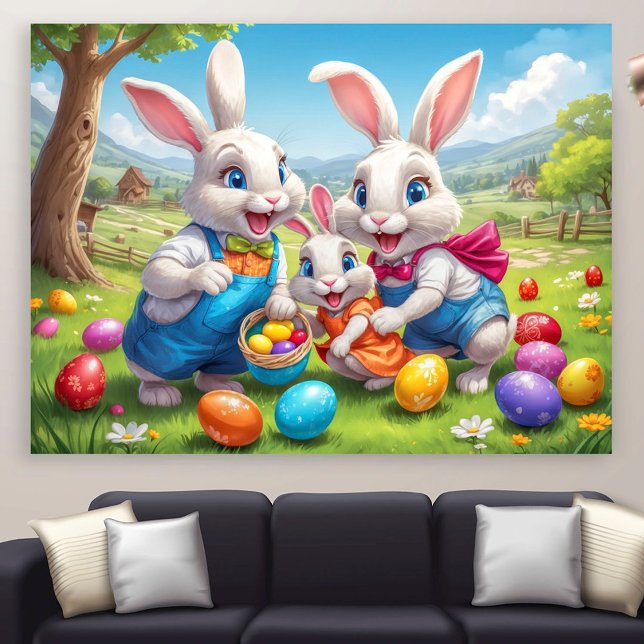 Three Easter Bunnies Colourful Spring Egg Hunt Poster (Creator Uploaded)