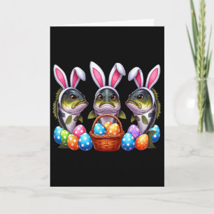 Three Easter Bunny B Fishes Hunting Eggs Sket Colo Card