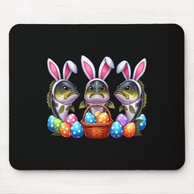 Three Easter Bunny Byb Fishes Hunting Eggs Sket Co Mouse Mat (Front)