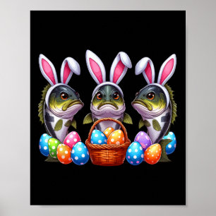 Three Easter Bunny Byb Fishes Hunting Eggs Sket Co Poster
