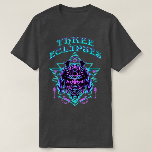 Three Eclipses Japanese Cyborg Samurai Demon Oni M T-Shirt (Design Front)