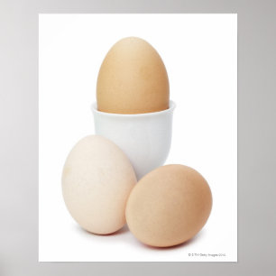 Three eggs isolated on a white background poster