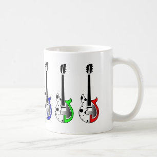 Three Electric Guitars - Neon Pop Art Coffee Mug