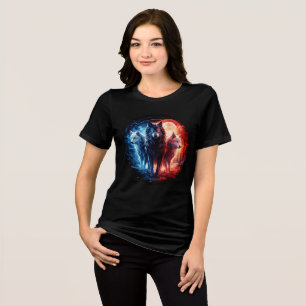 Three Elemental Wolves Under Full Moon Tri-Blend Shirt