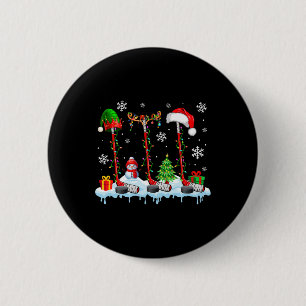 Three Elf Santa Reindeer Hockey Equipments Xmas Pl 6 Cm Round Badge