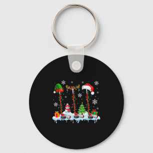 Three Elf Santa Reindeer Hockey Equipments Xmas Pl Key Ring