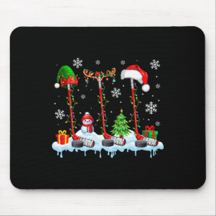 Three Elf Santa Reindeer Hockey Equipments Xmas Pl Mouse Mat