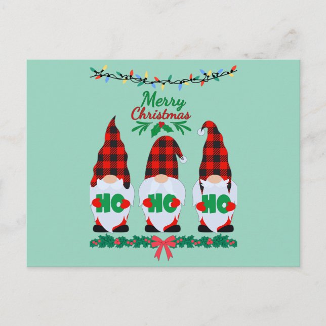 Three elves wish you a Merry Christmas Postcard (Front)