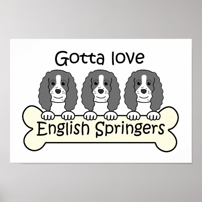 Three English Springer Spaniels Poster (Front)