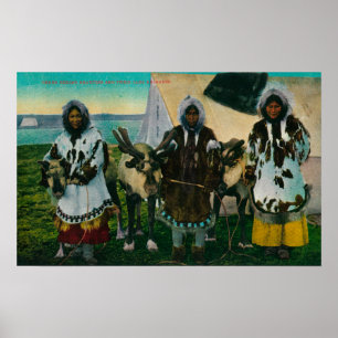 Three Eskimo Beauties and Sled ReindeerState Poster