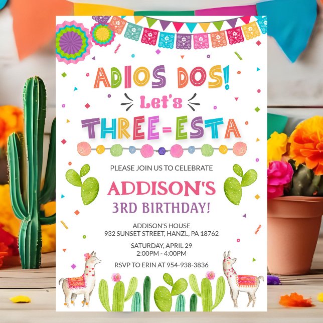 Three Esta Birthday Invitation | Fiesta Invite (Creator Uploaded)